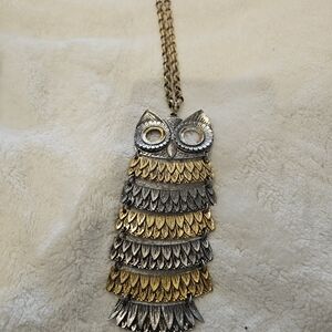 Chic Owl Pendant Necklace in Gold and Silver Vintage